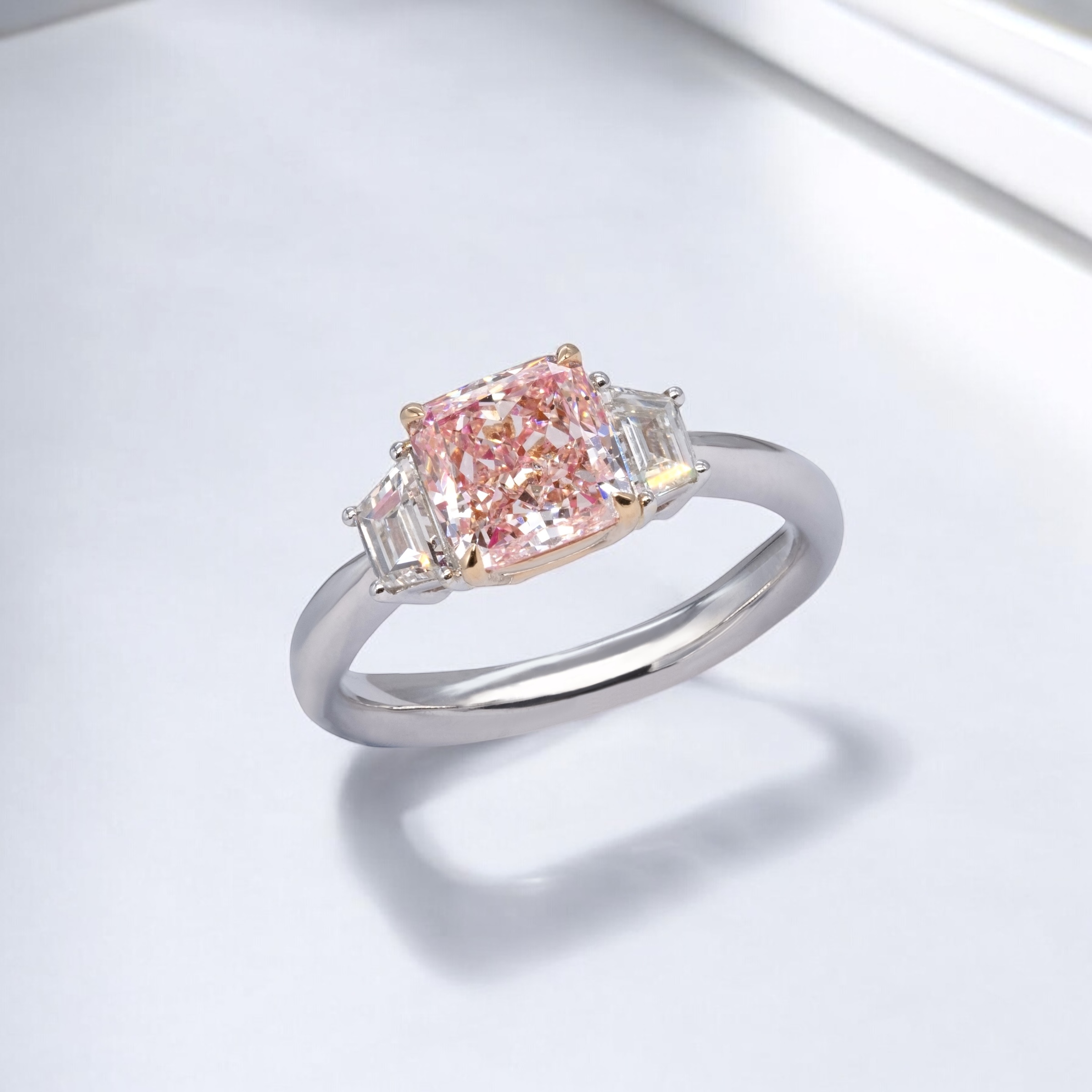 cushion pink diamond ring