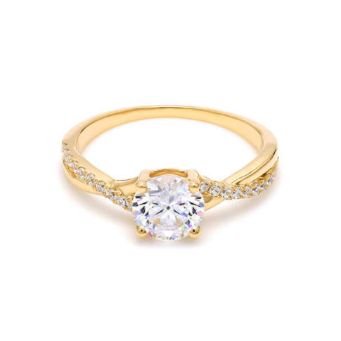 18k yellow gold twisted band diamond ring