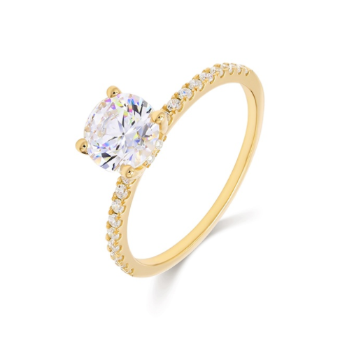 18k yellow gold 4 prong pave setting