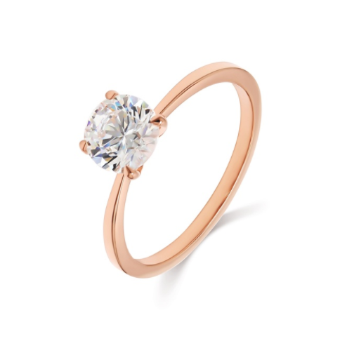 Yagurumagiku - 1.4mm thin band rose gold diamond solitaire