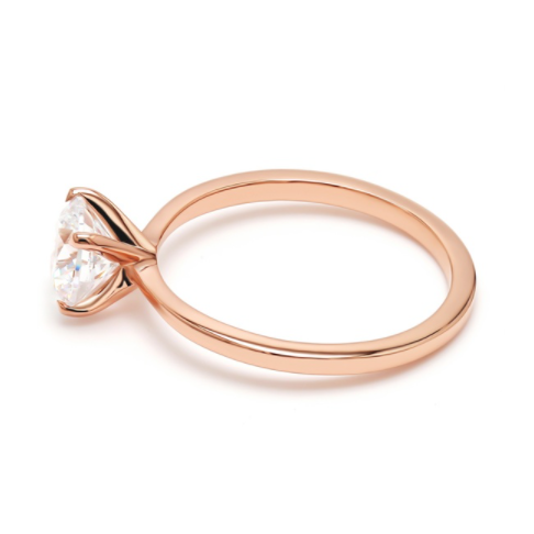 Yagurumagiku - 18K rose gold classic 4 prong solitaire side view