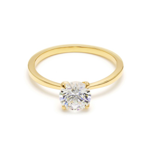 Yagurumagiku - 18K yellow gold simple 4 prong ring band solitaire