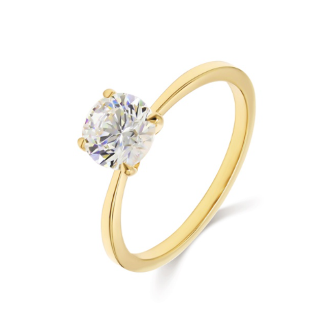 Yagurumagiku - yellow gold round brilliant lab grown diamond ring