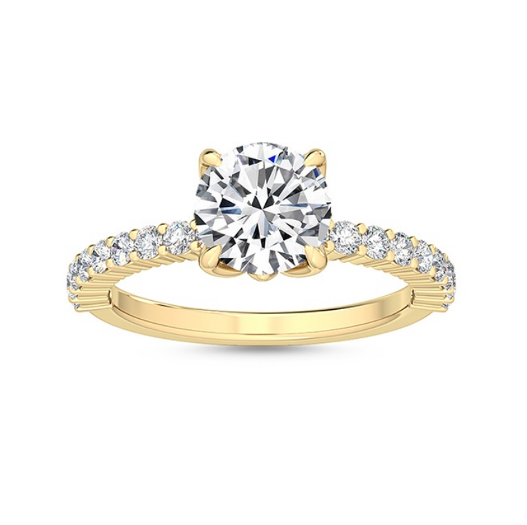 Rann 蘭系列 18黃金微鑲鑽戒正面圖