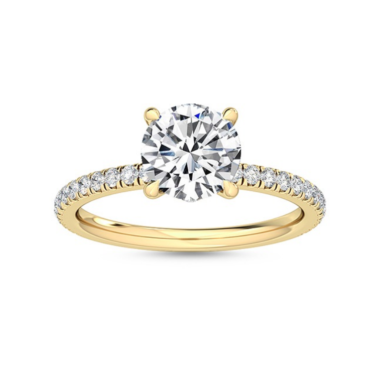 18K yellow gold 4 prong pave setting