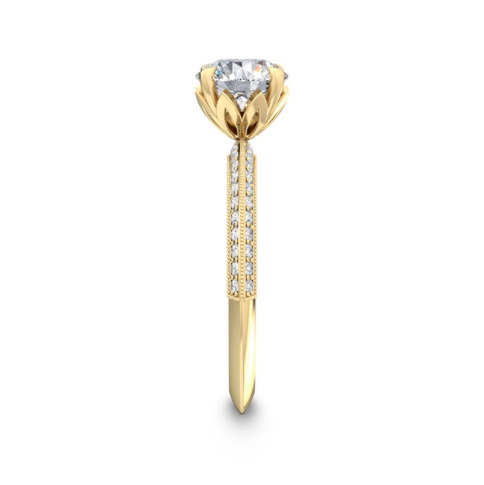 18k yellow gold knife-edge band solitaire side view