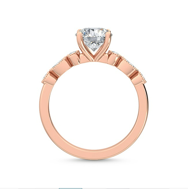 18K玫瑰金 Himawari 鑽戒，溫潤金屬色澤襯托向日葵花語的溫暖與熱忱。