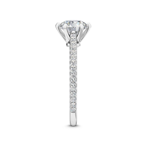 培育鑽石求婚戒指-六爪配搭密釘鑲鑽石戒臂