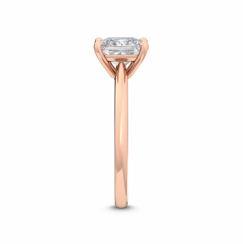 18k rose gold 4 prong minimalist solitaire side view
