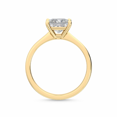 18K黃金 Tsutsuji 鑽戒 45 度透視圖,清鑲設計讓鑽石彷彿懸浮於指間。