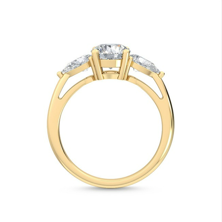 18K yellow gold three stone past present future ring - Diabond