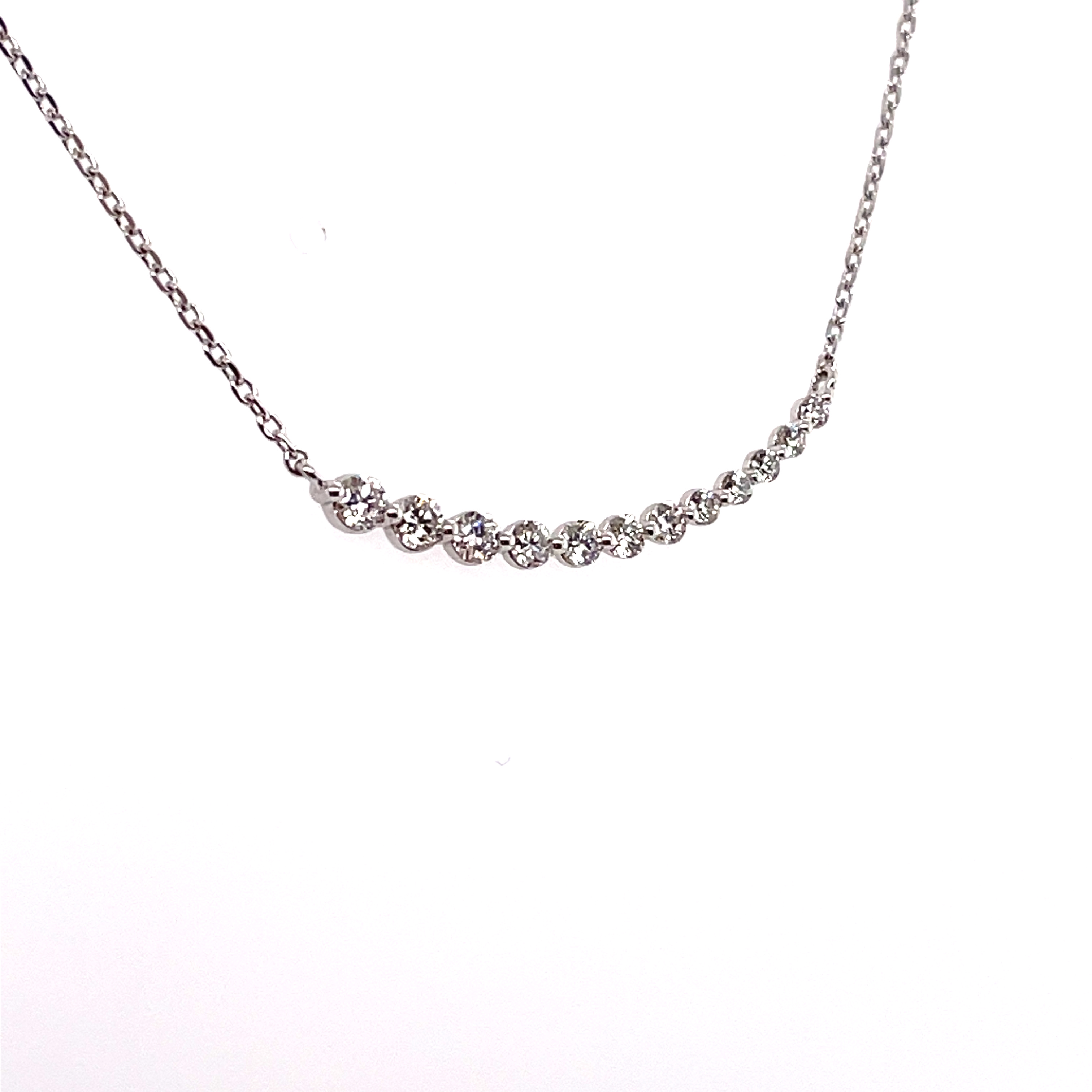 Minimalist 18k white gold diamond smile necklace, 0.35ct.