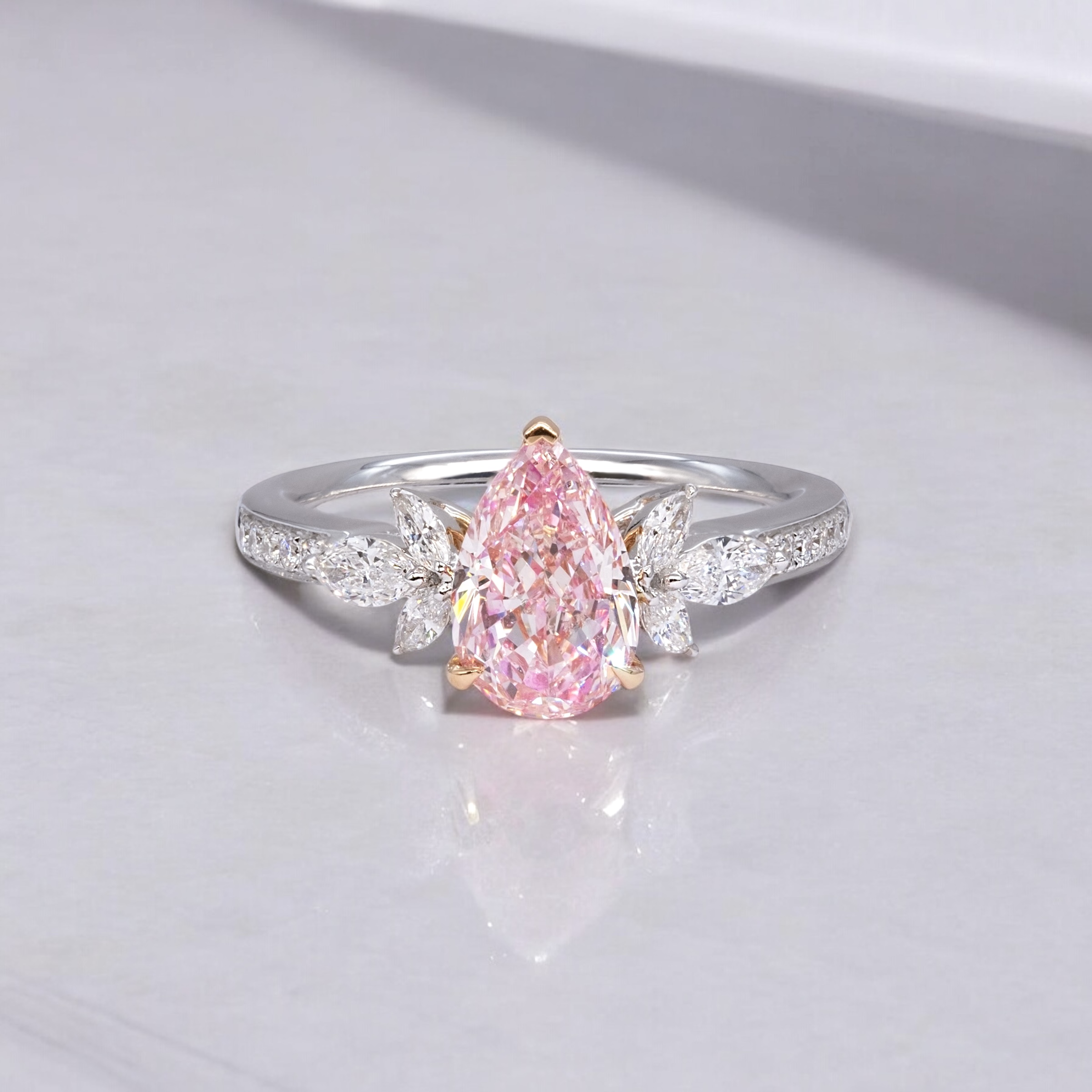 pear pink diamond ring