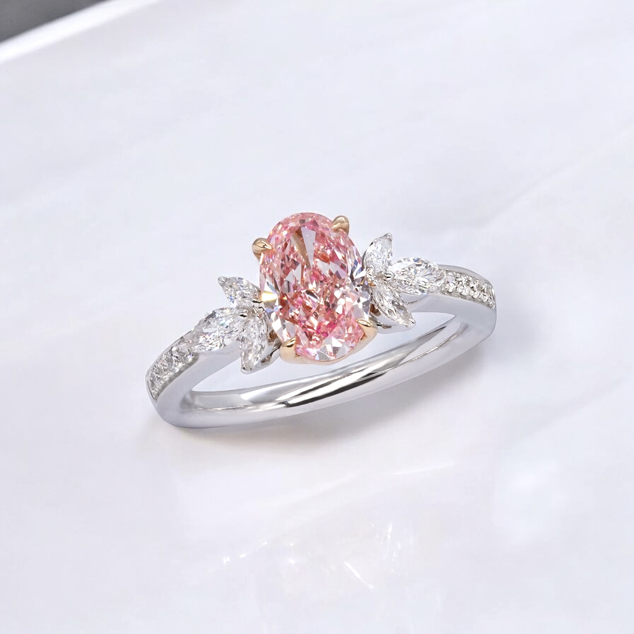 oval pink diamond ring