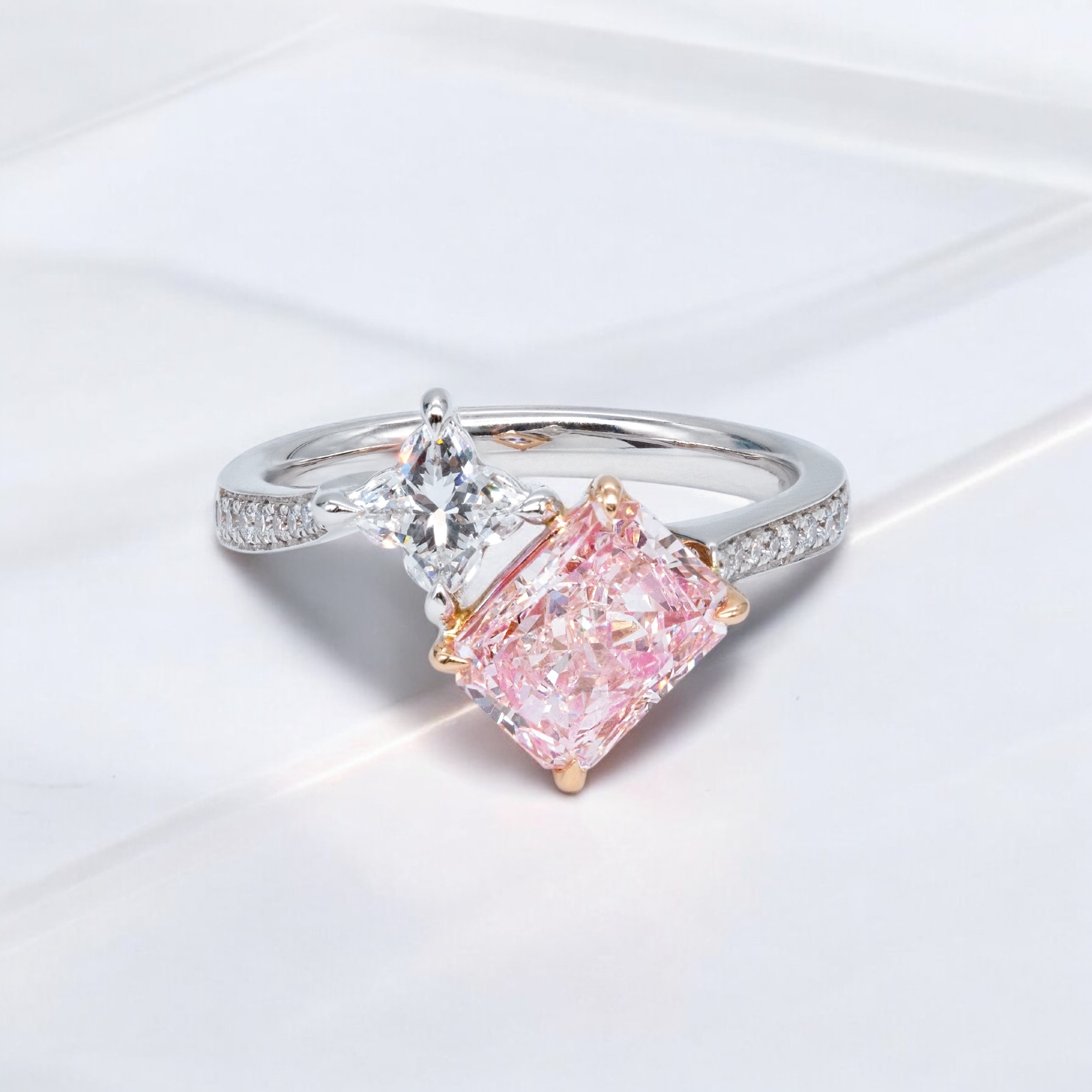 Toi et Moi Pink Diamond Engagement Ring
