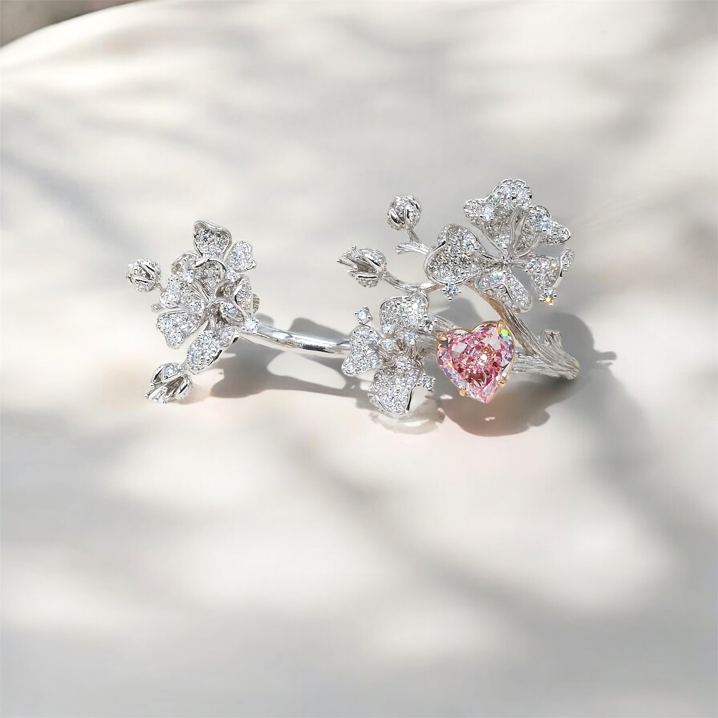 2.53ct VS1 心形培育粉鑽18K白玫瑰金戒指 (兩戴款) (附證書)