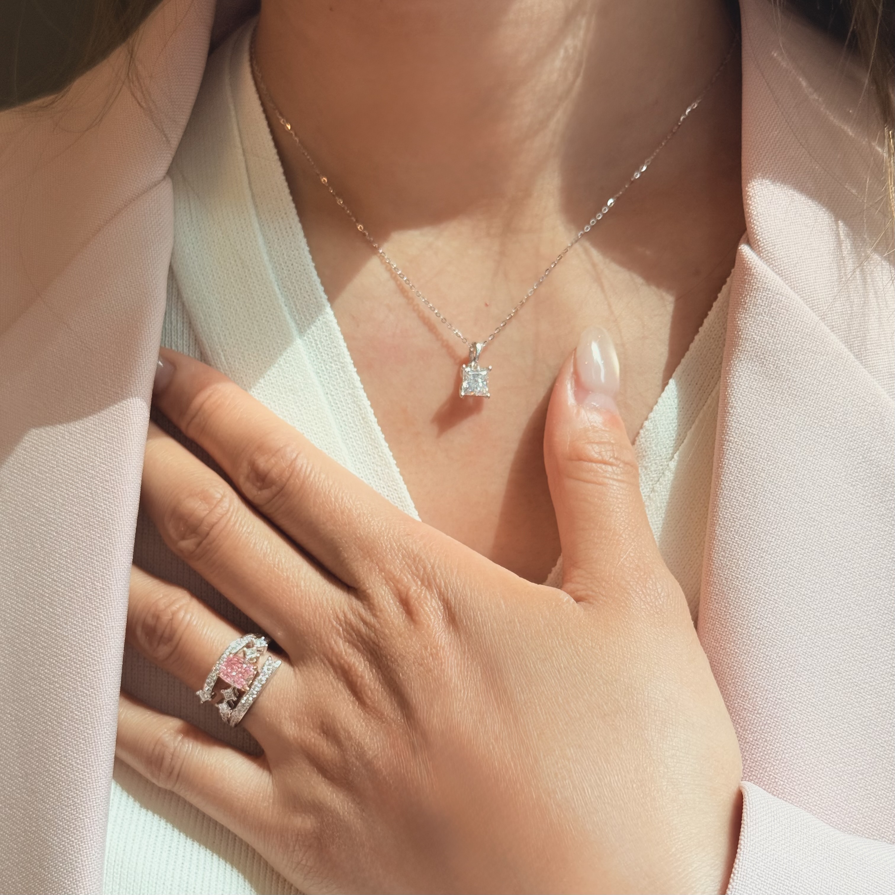 1.36ct 枕形培育粉鑽18K白玫瑰金戒指 (附證書)