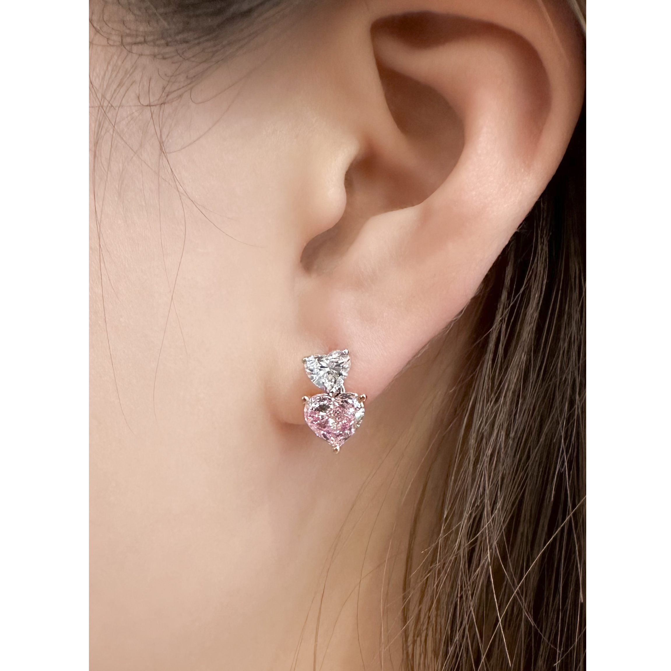 心語相映粉紅培育鑽石耳環 (附證書)
