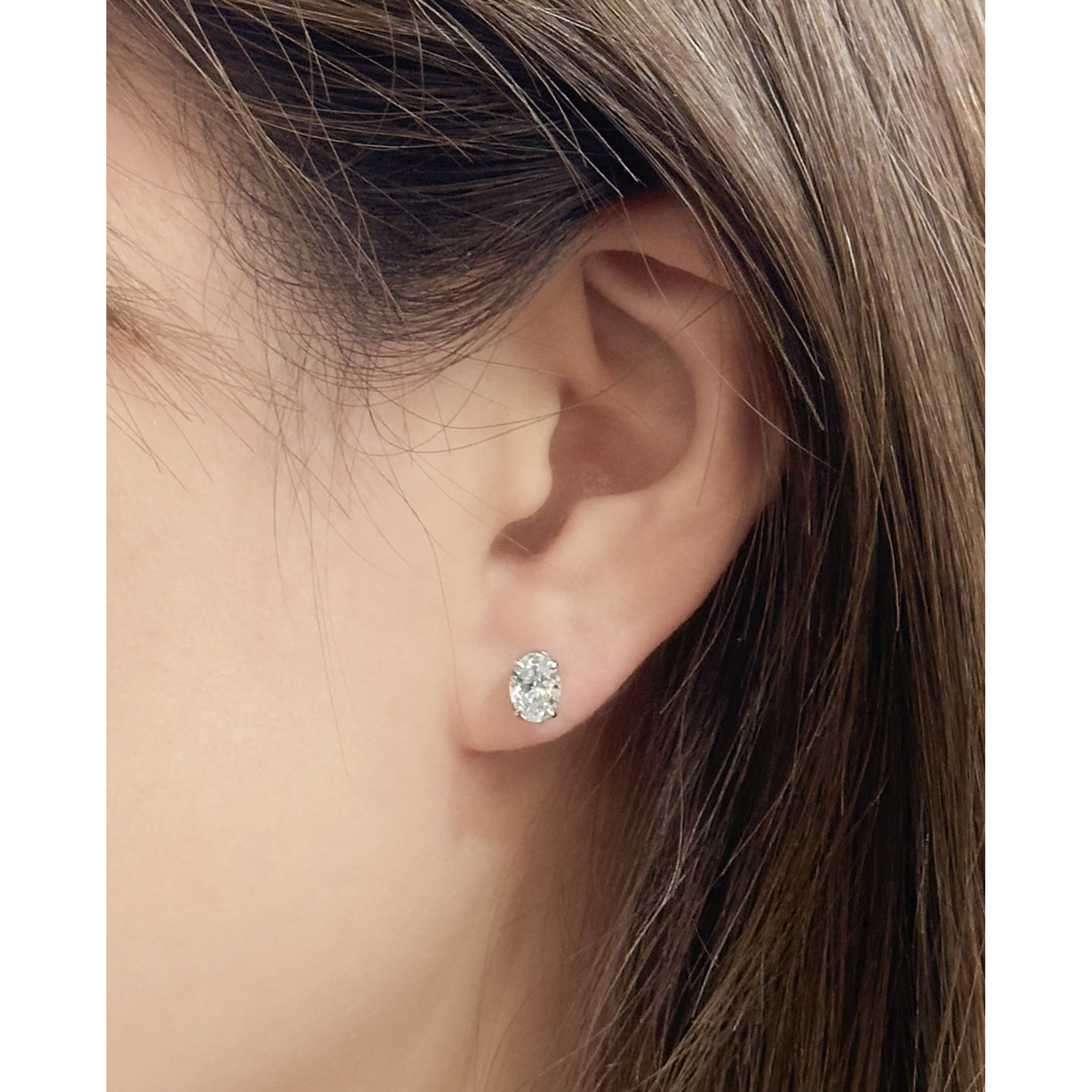 櫻映晨星橢圓形粉紅培育鑽石耳環