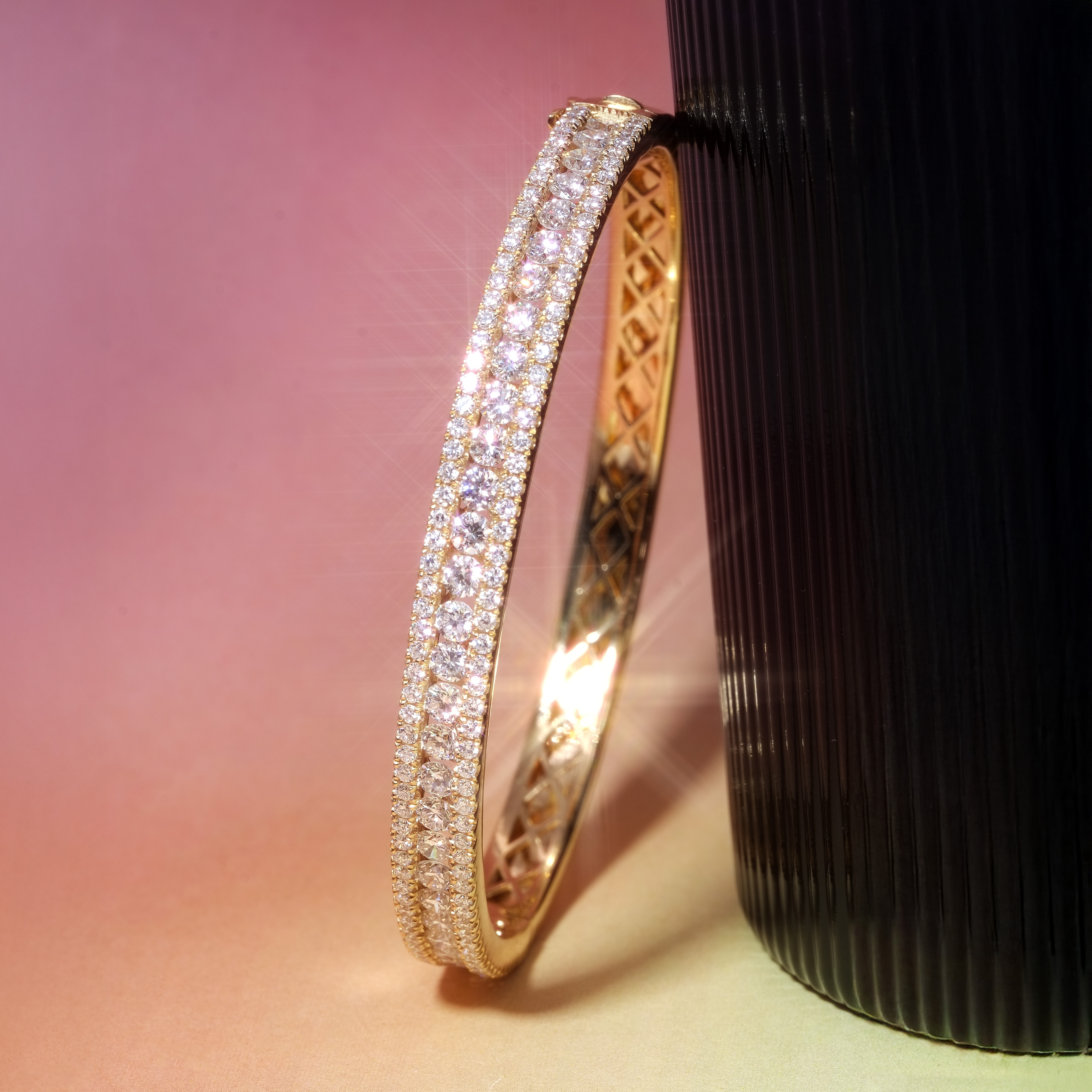 三排培育鑽石手鐲 (粗款)