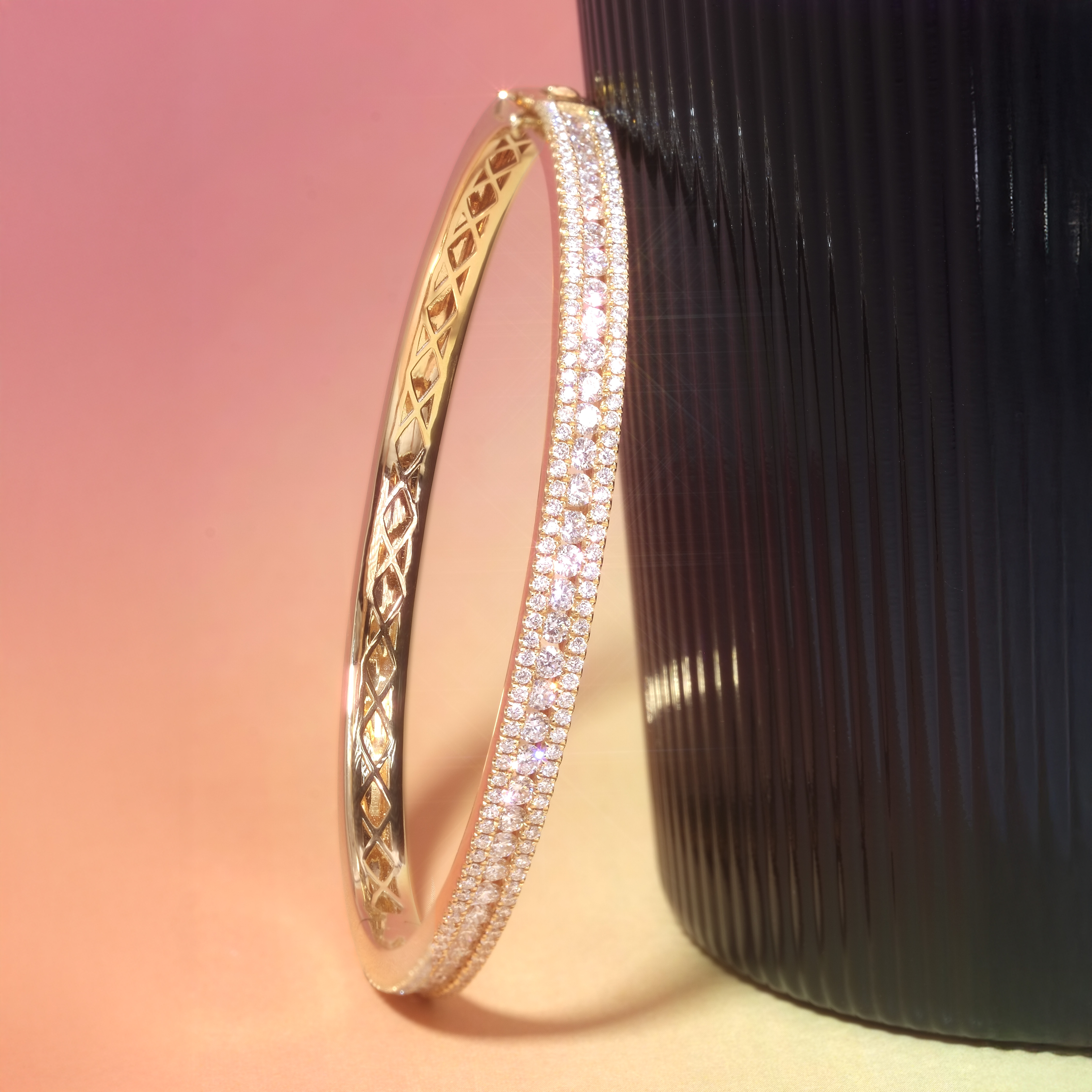 三排培育鑽石手鐲 (幼款)