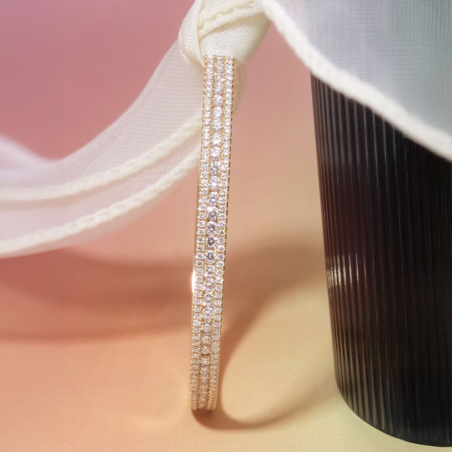 三排培育鑽石手鐲 (幼款)