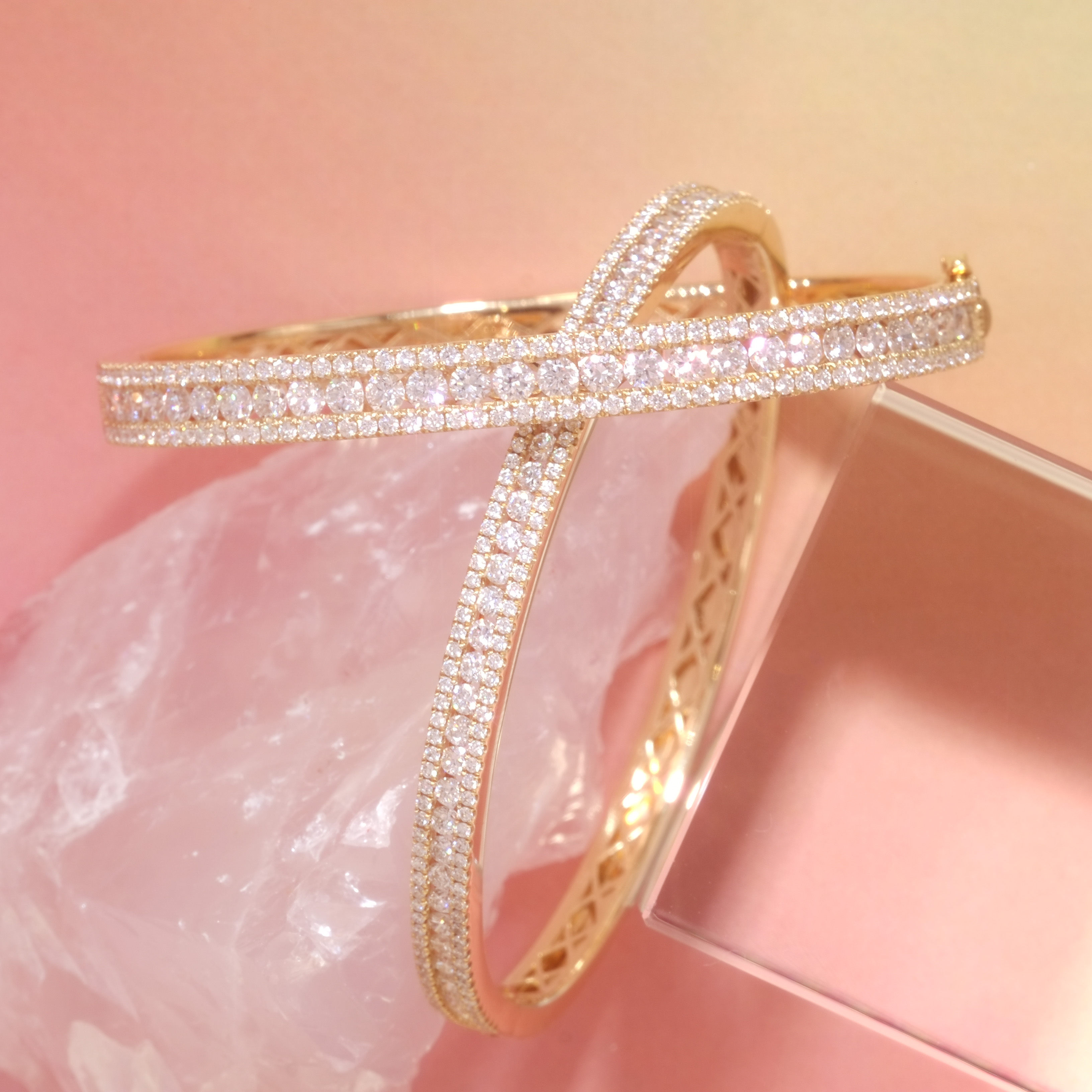 三排培育鑽石手鐲 (粗款)