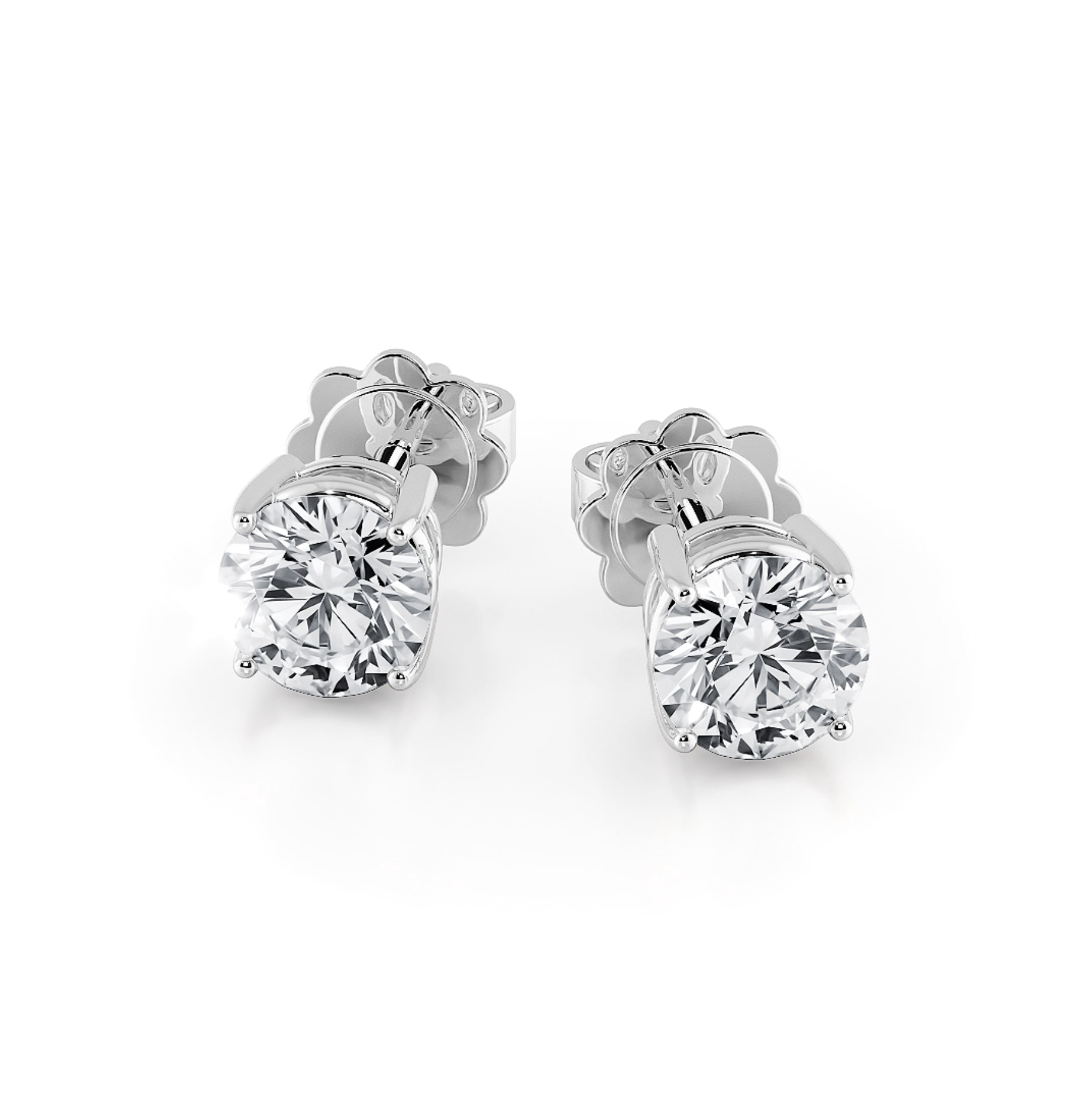 四爪圓形培育鑽石耳環（共1卡）