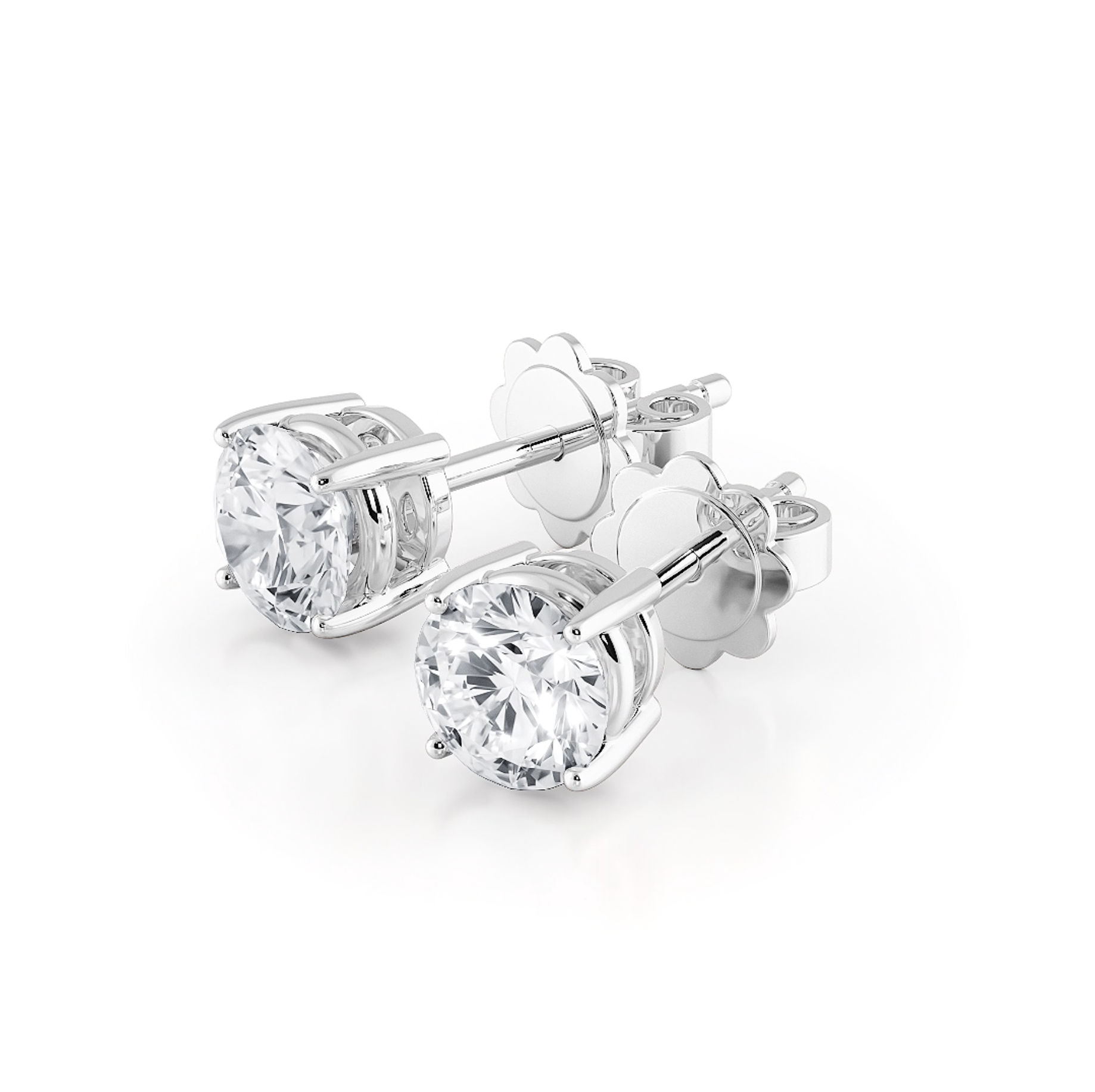 四爪圓形培育鑽石耳環（共1卡）