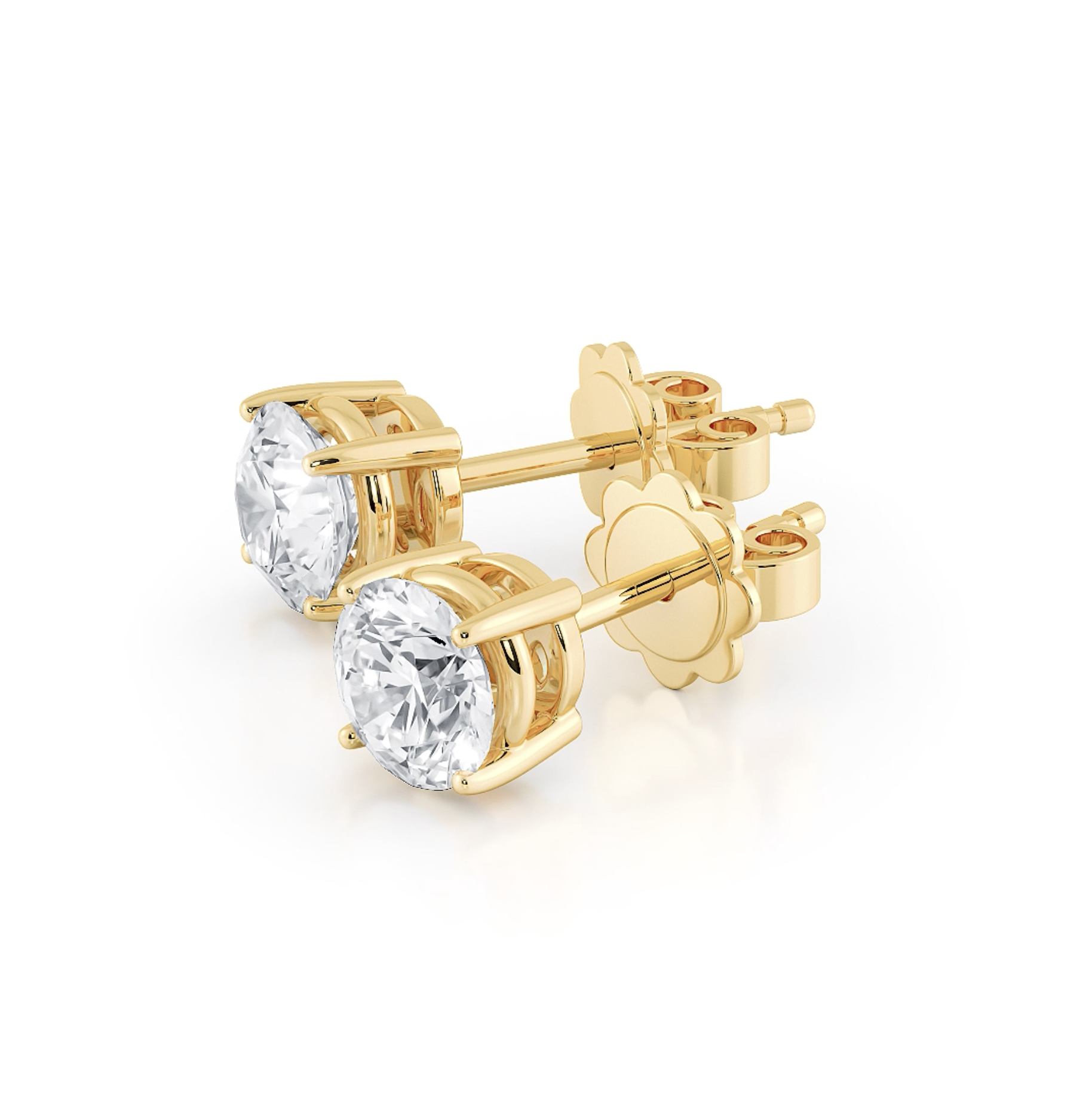 四爪圓形培育鑽石耳環（共1卡）
