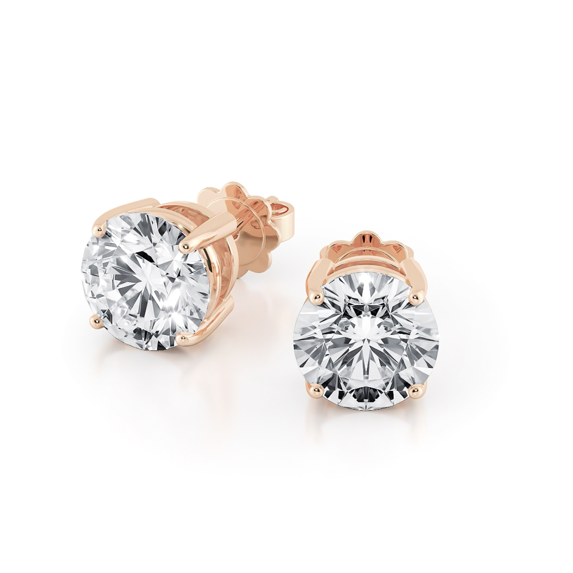 四爪圓形培育鑽石耳環（共2卡）