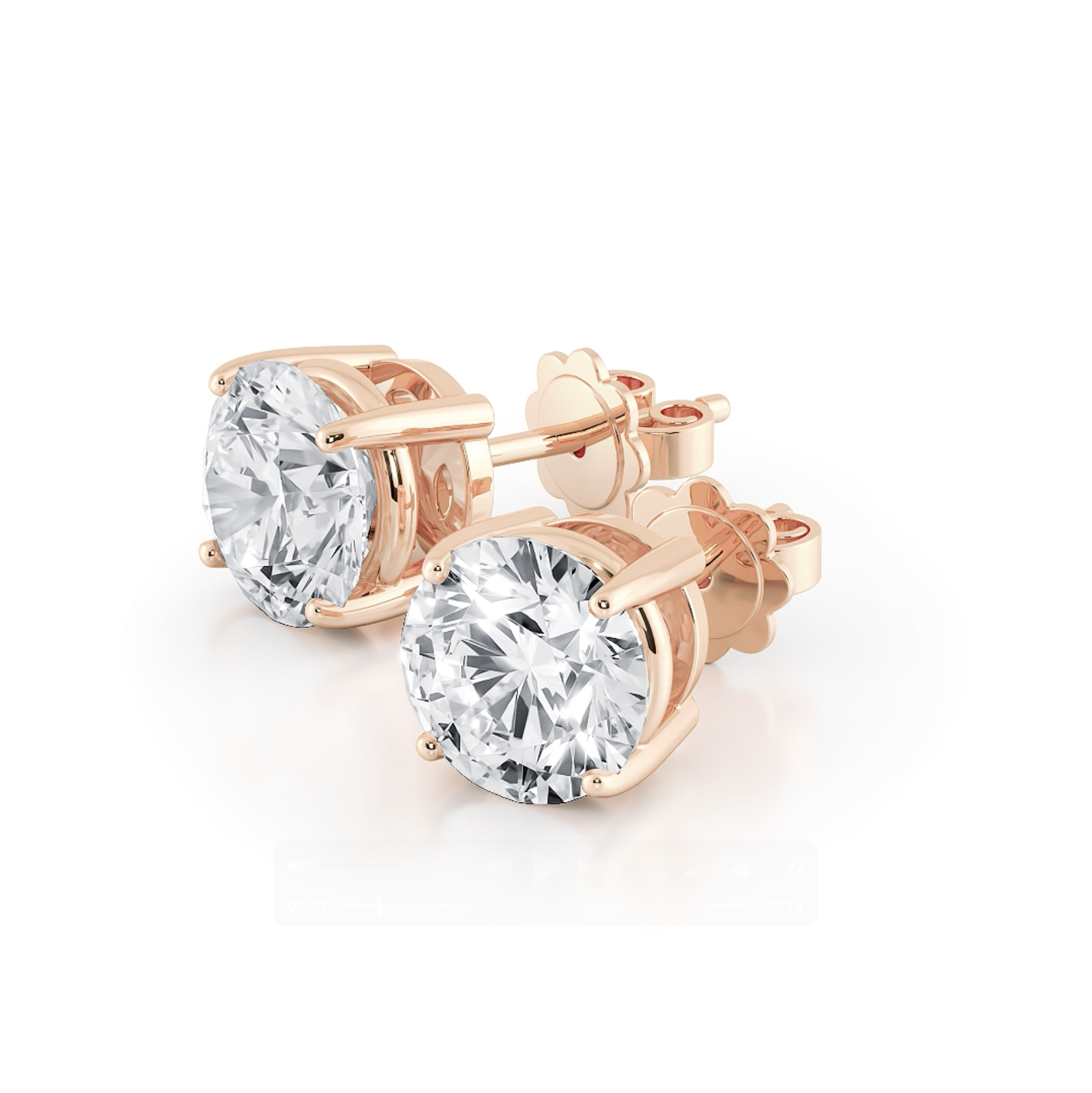 四爪圓形培育鑽石耳環（共2卡）