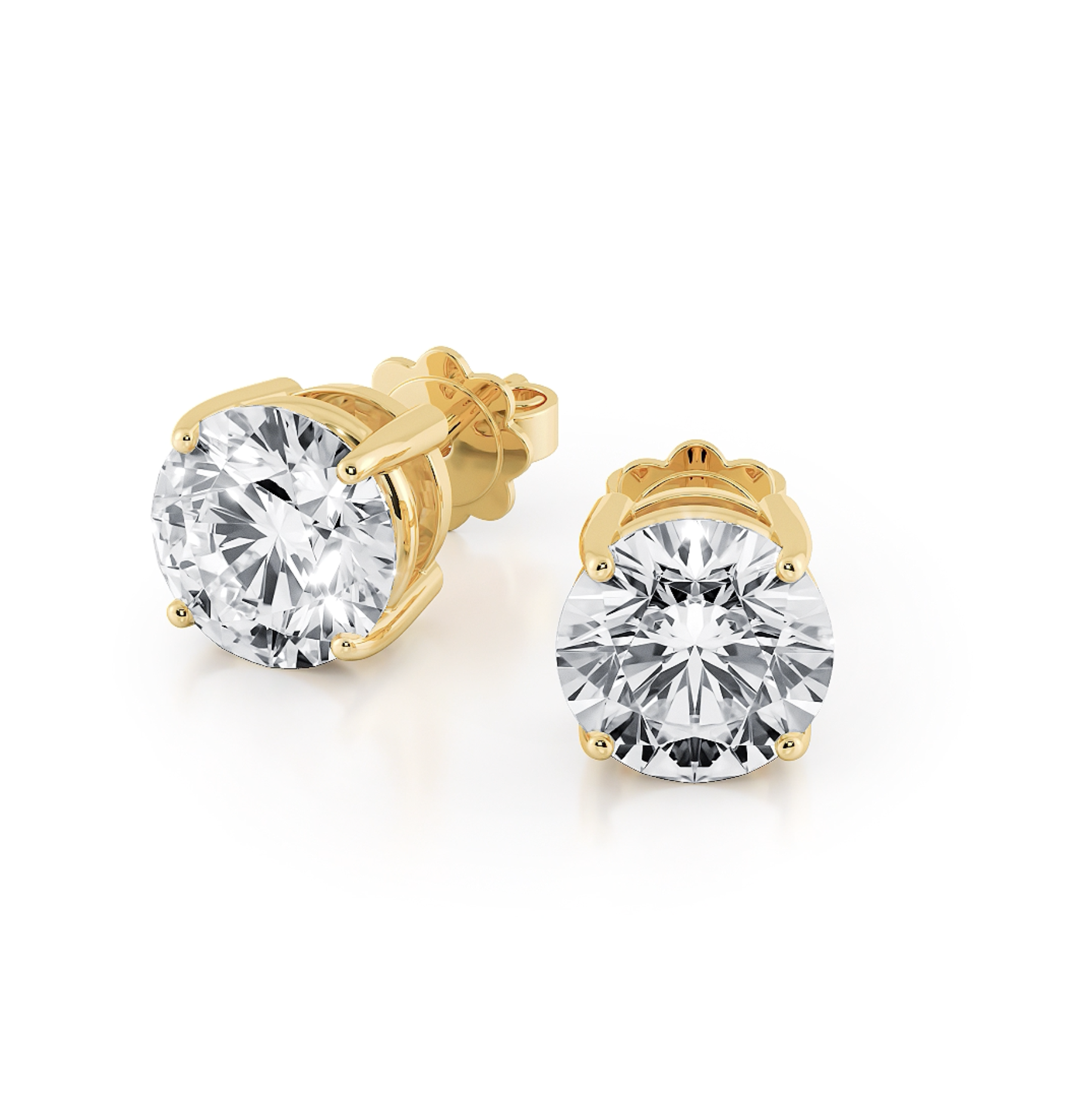 四爪圓形培育鑽石耳環（共2卡）