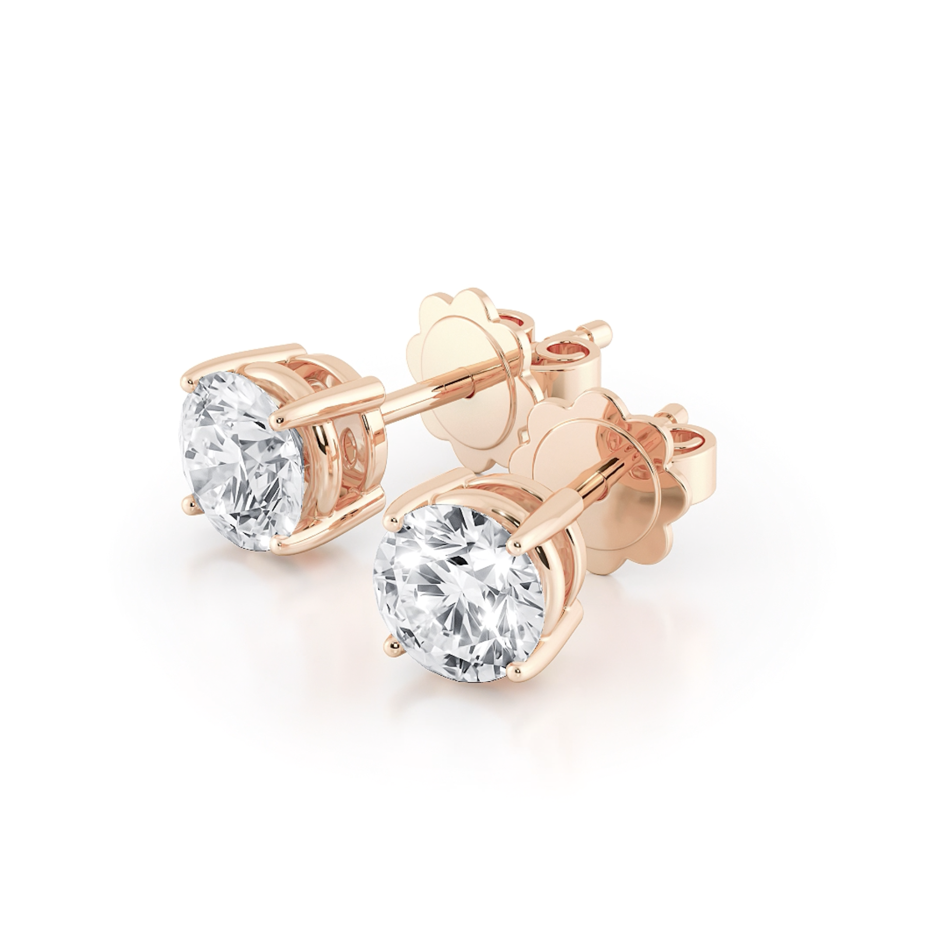 四爪圓形培育鑽石耳環（共1卡）