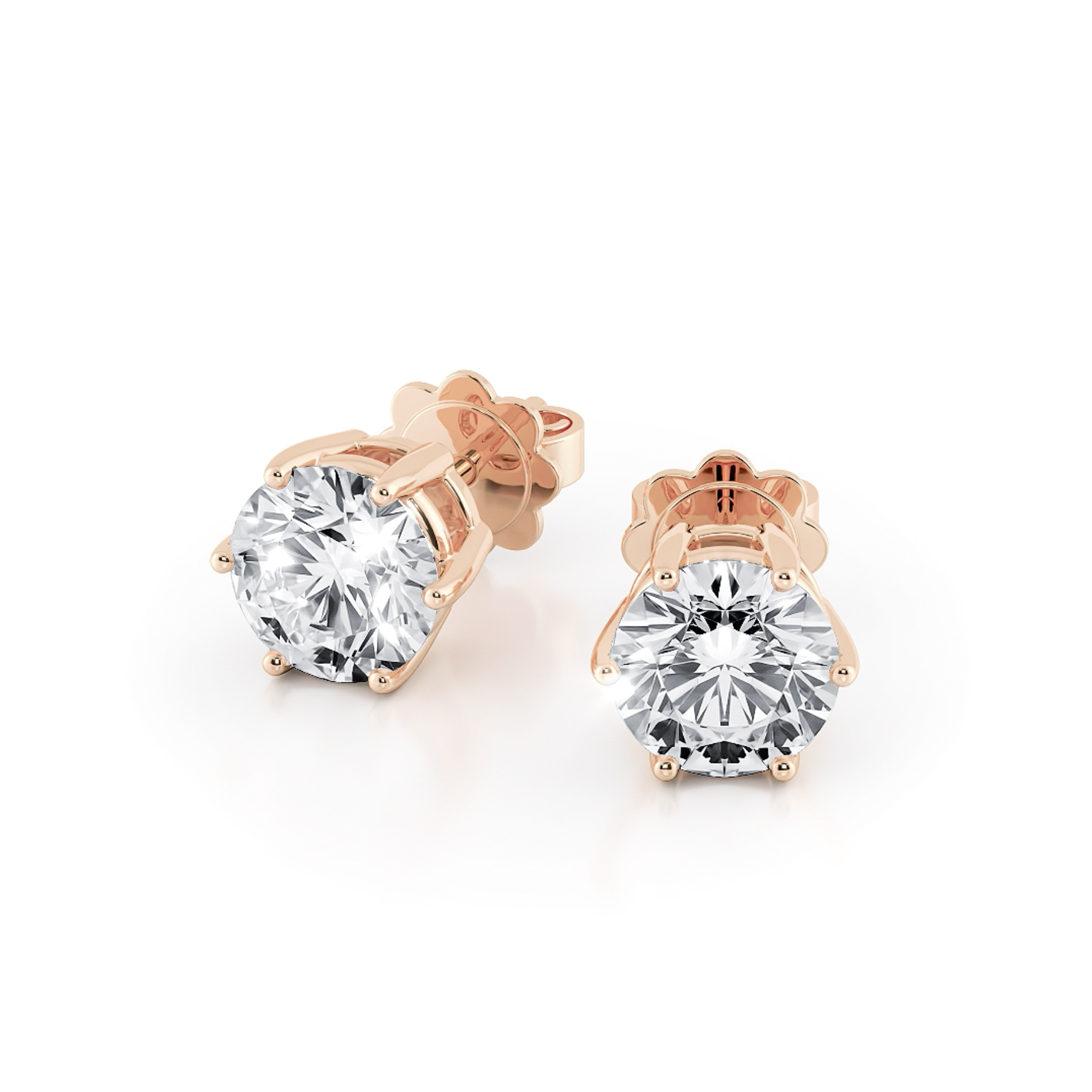 六爪圓形培育鑽石耳環（共1卡）