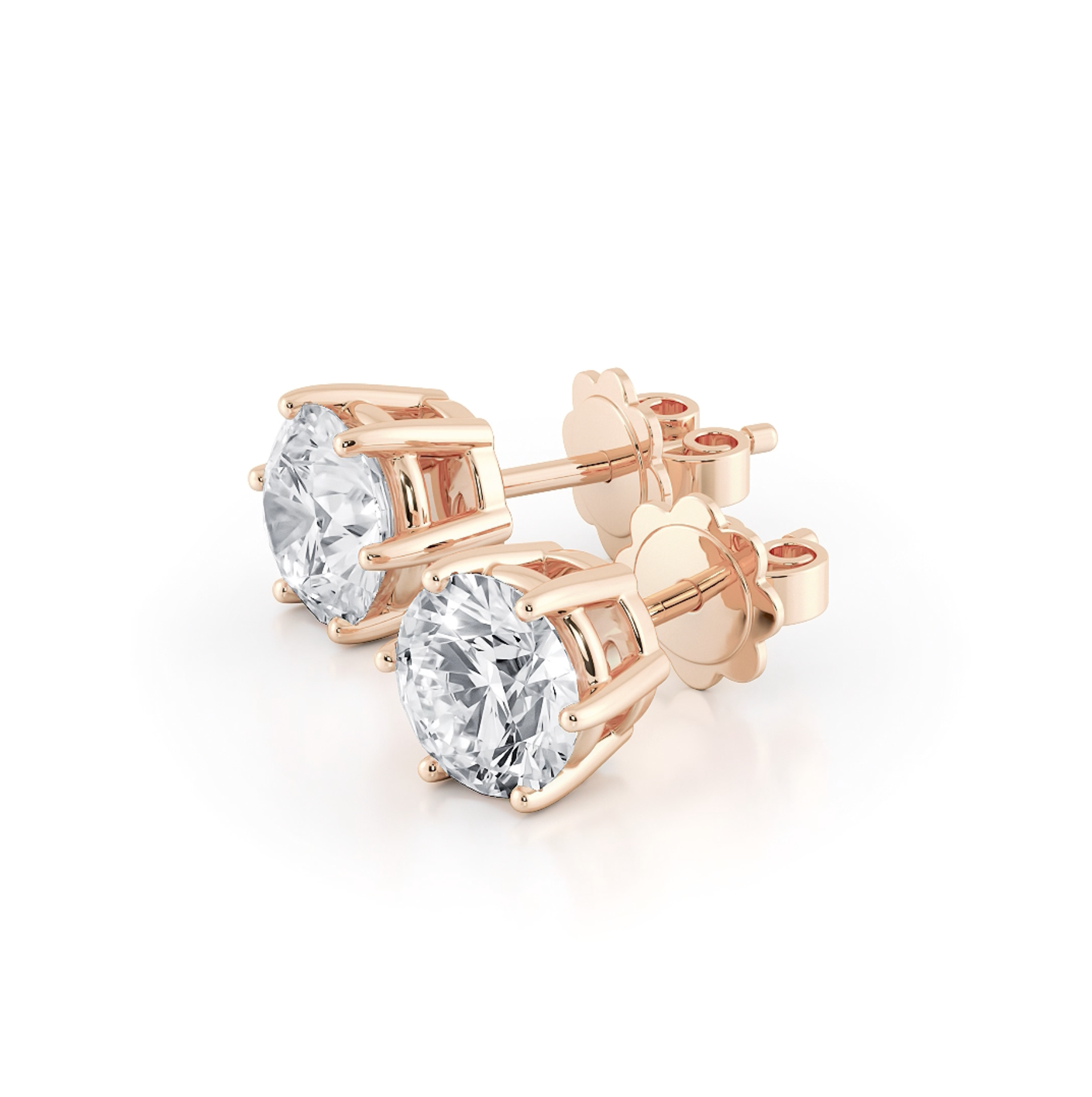 六爪圓形培育鑽石耳環（共1卡）