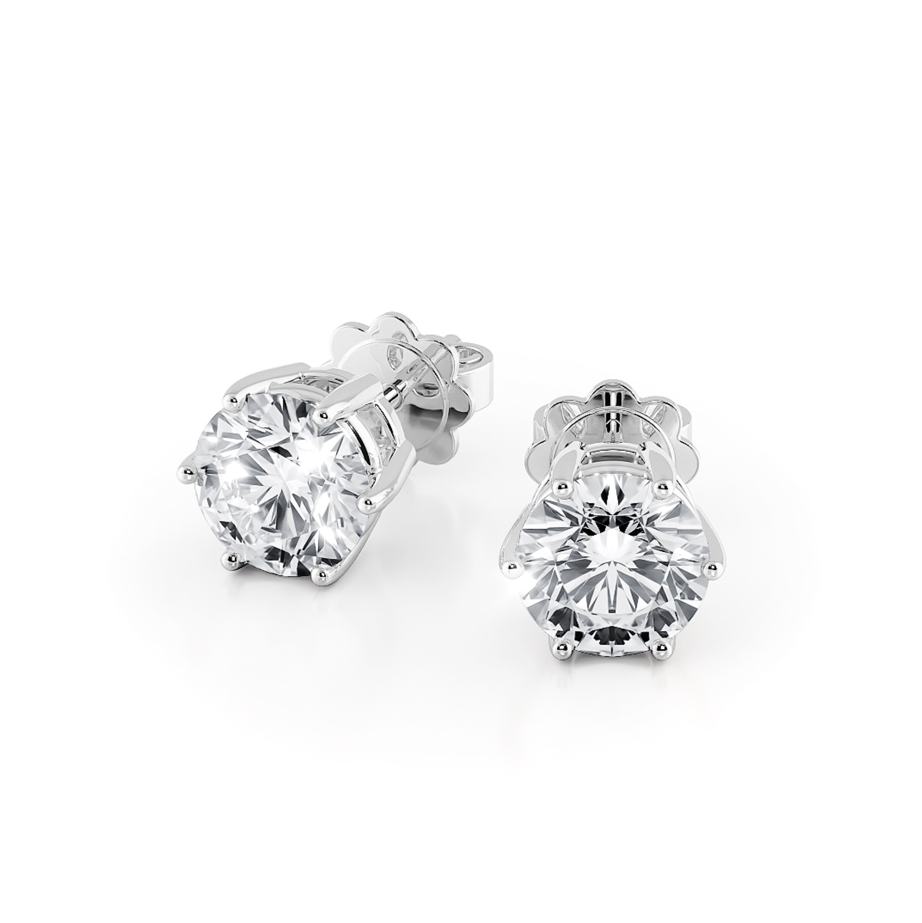 六爪圓形培育鑽石耳環（共1卡）