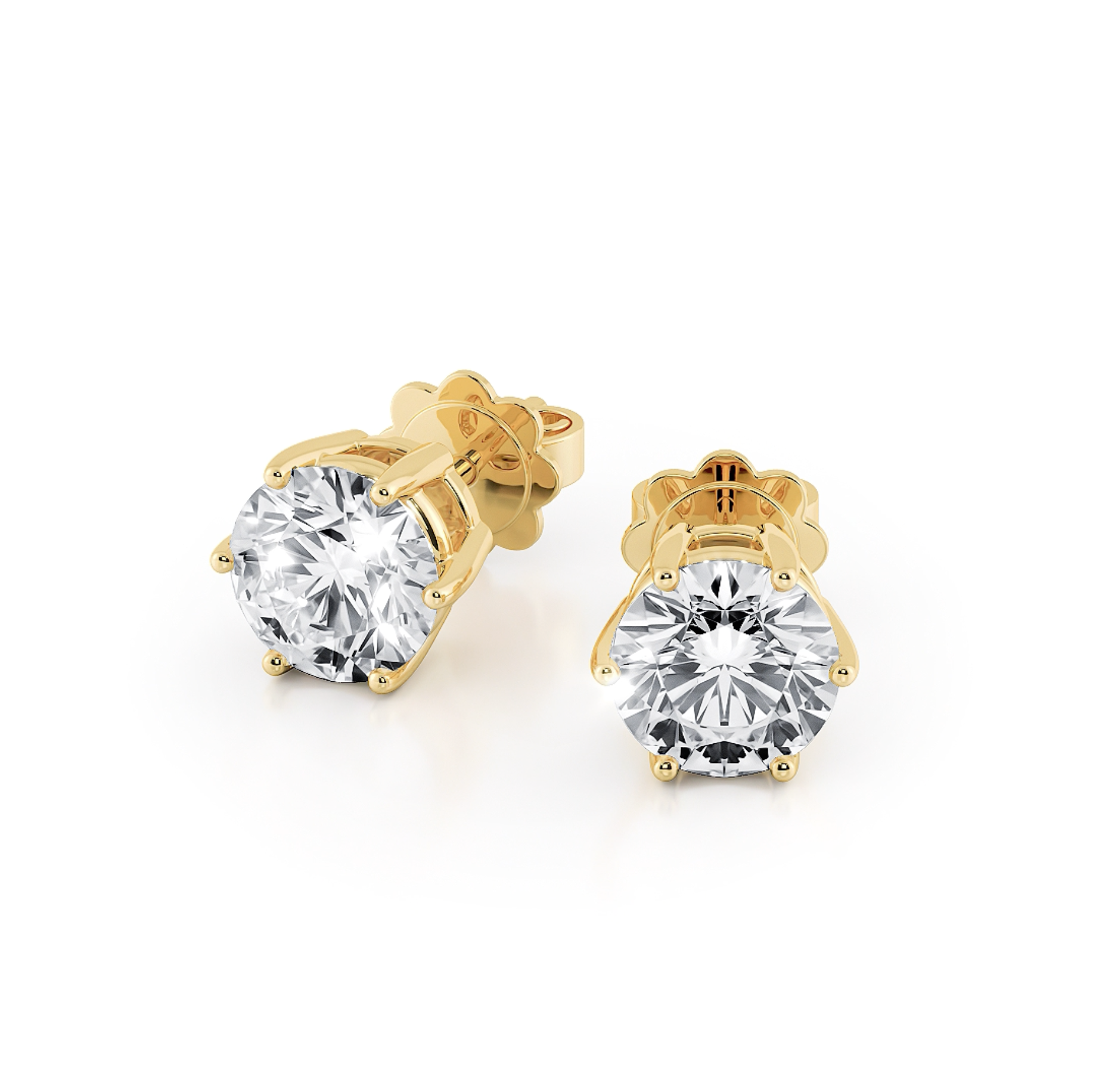 六爪圓形培育鑽石耳環（共1卡）