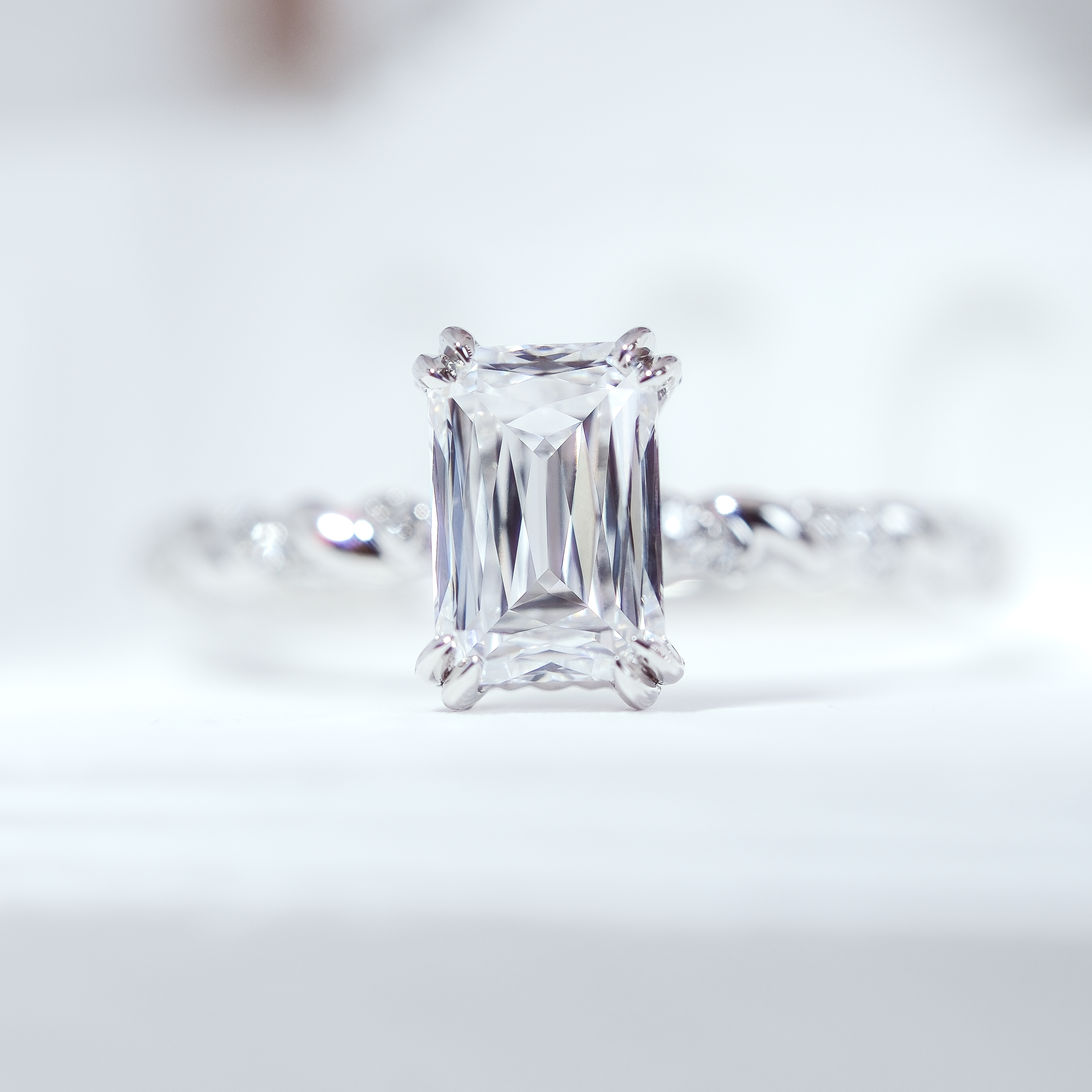 1.52ct Radiant Mixed Cut Lab Grown Diamond Ring in 18k white gold Front view