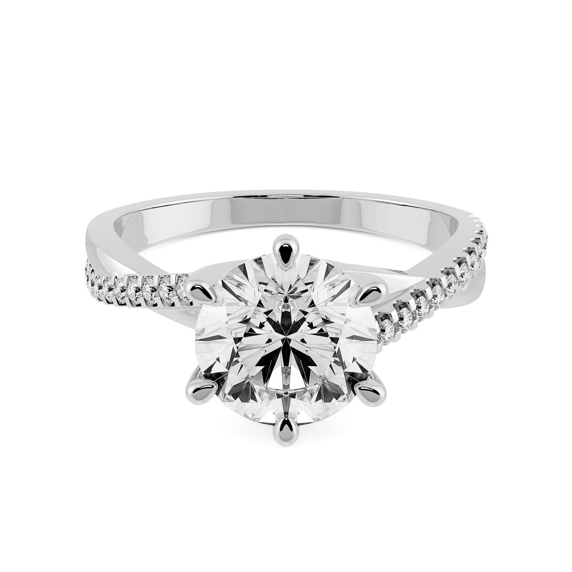 1.51ct D VVS2 六爪扭臂排鑽培育鑽石18K白金戒指 (附IGI證書)