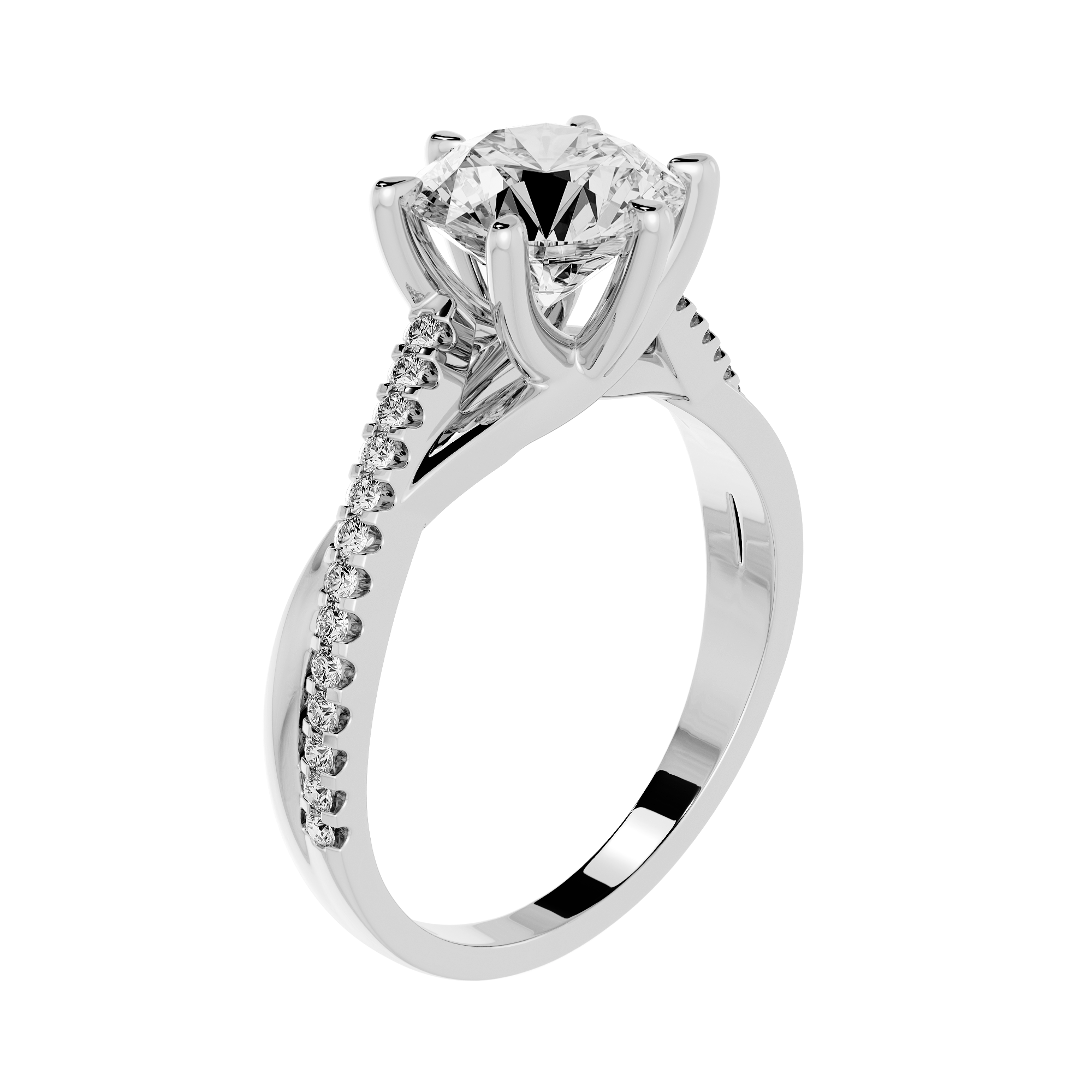 2.00ct D VVS2 六爪扭臂排鑽培育鑽石18K白金戒指 (附IGI證書)