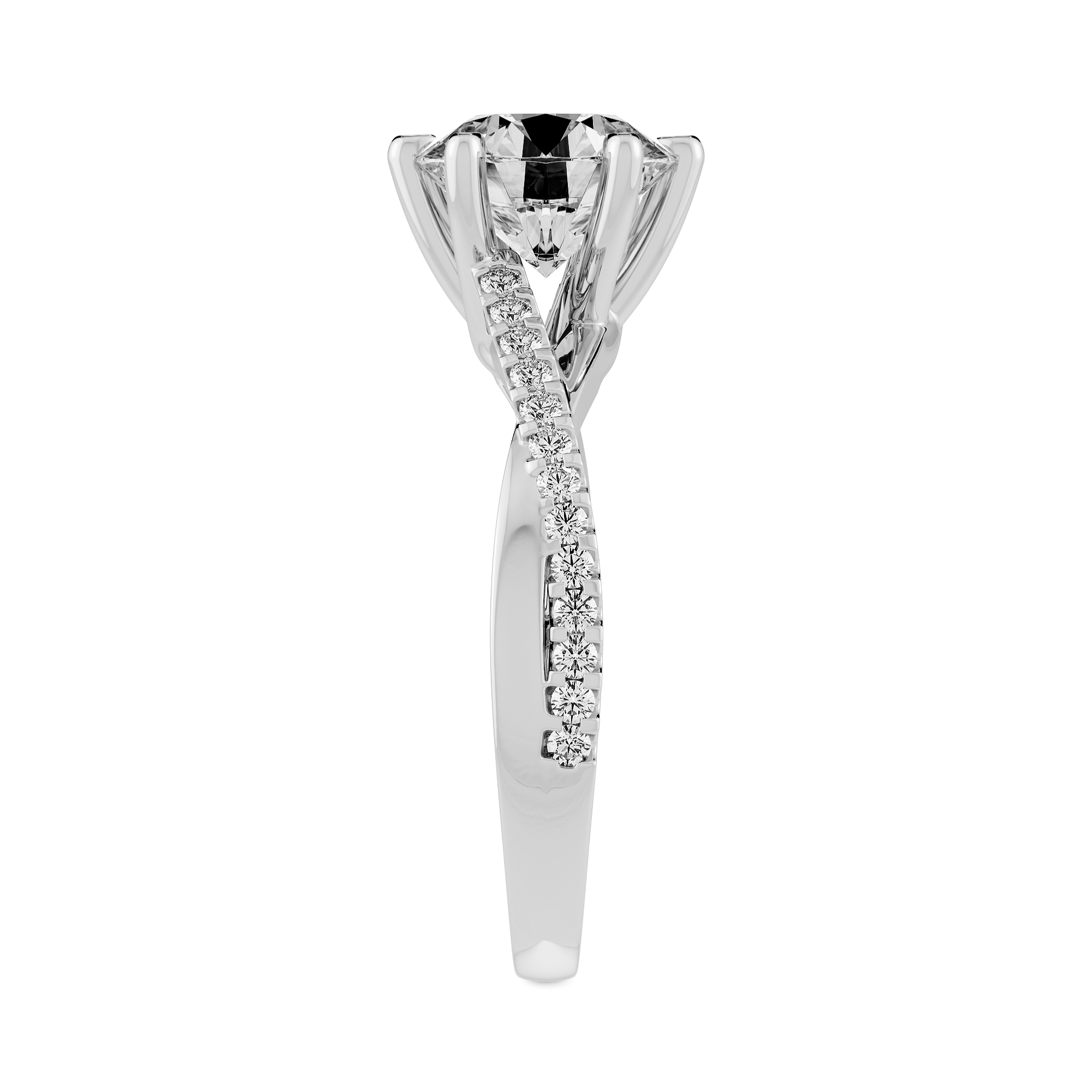 2.00ct D VVS2 六爪扭臂排鑽培育鑽石18K白金戒指 (附IGI證書)