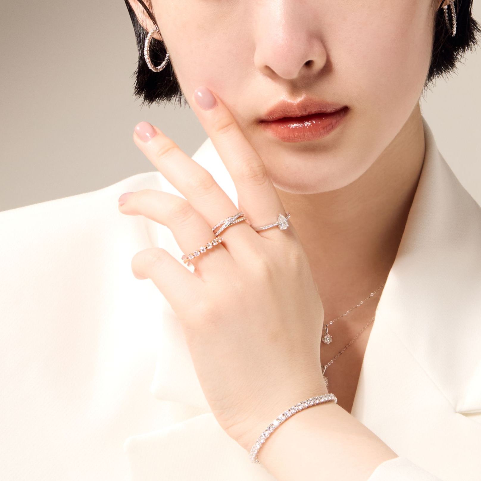 三色培育鑽石戒指