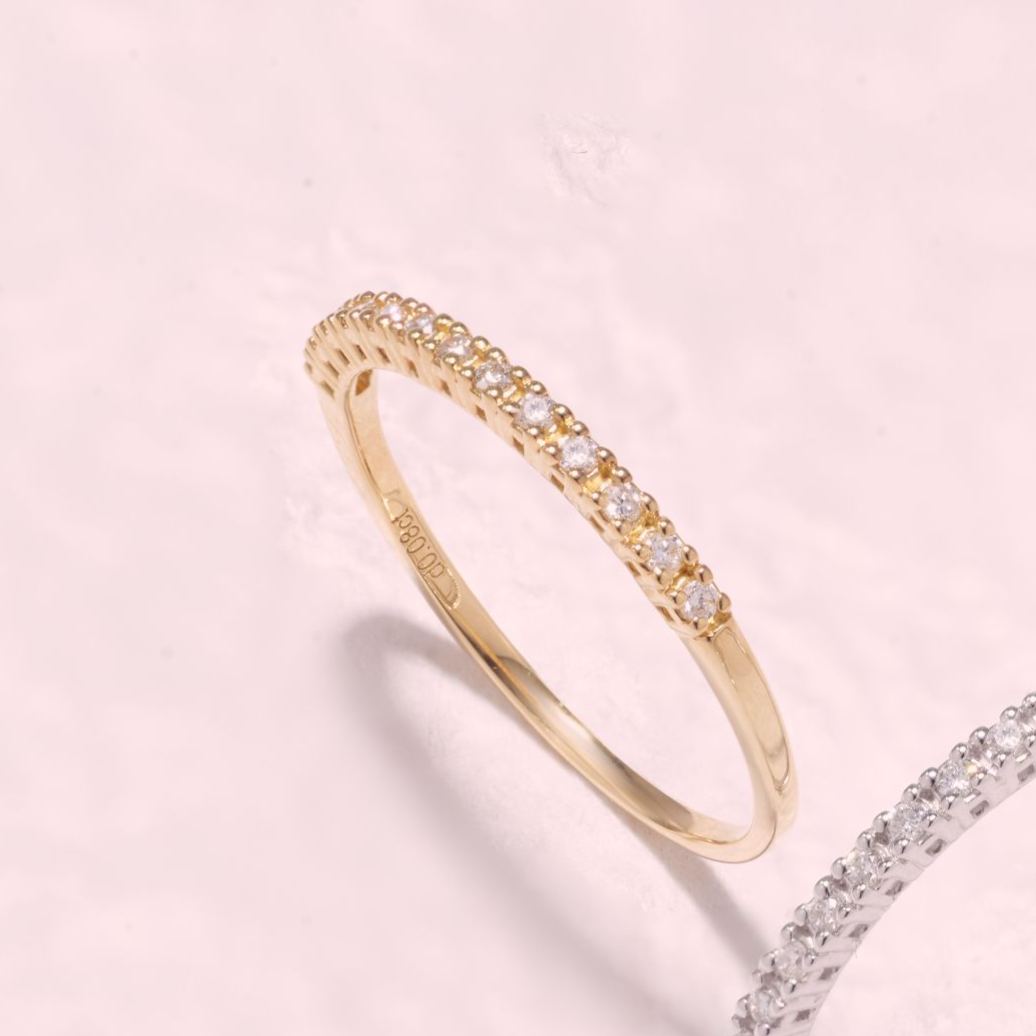 法式培育鑽石線戒 (共0.08份）