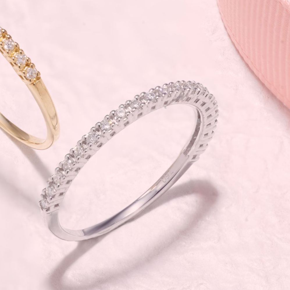 法式培育鑽石線戒 (共0.14份）