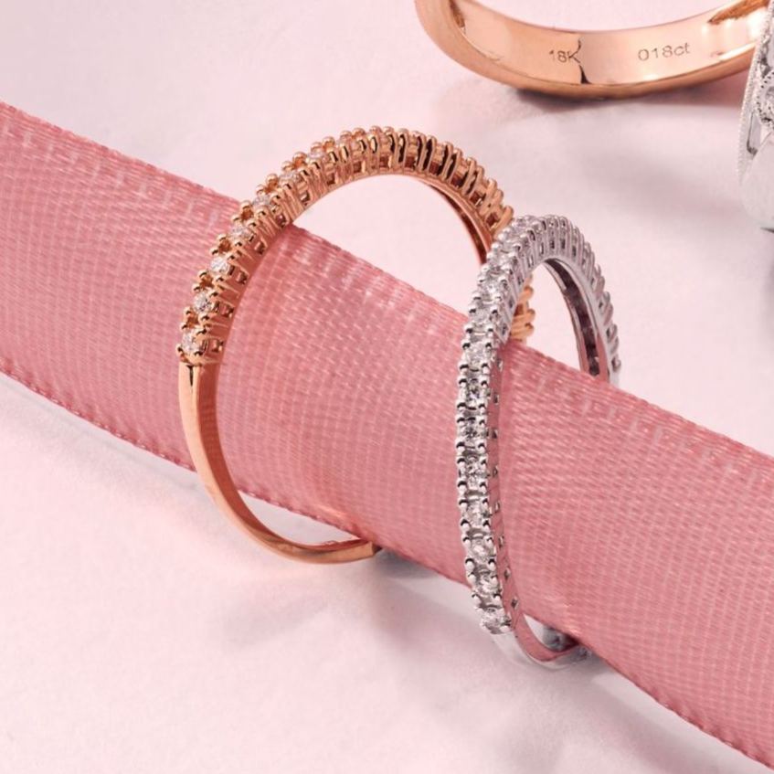 法式培育鑽石線戒 (共0.14份）