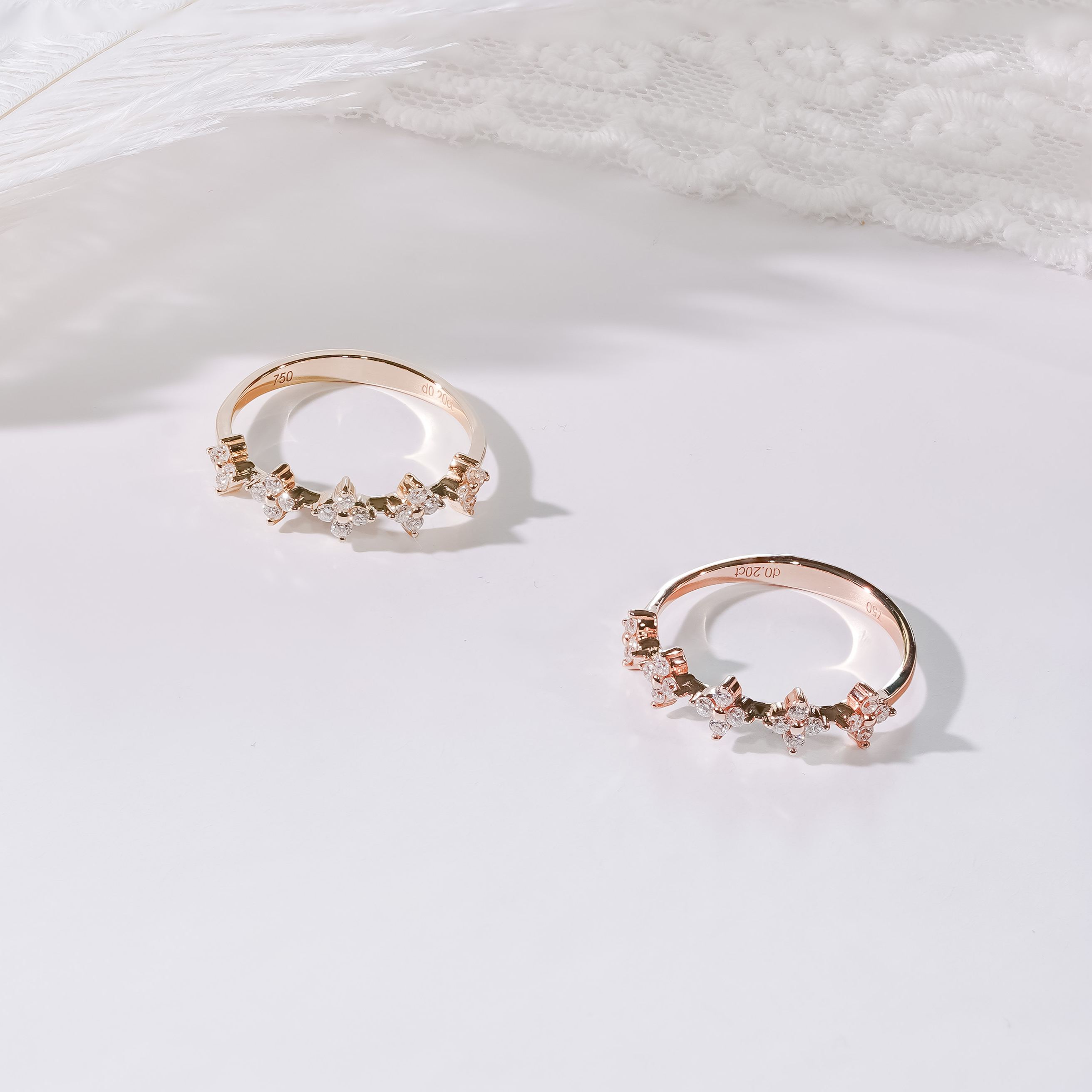 四葉草培育鑽石疊搭戒指