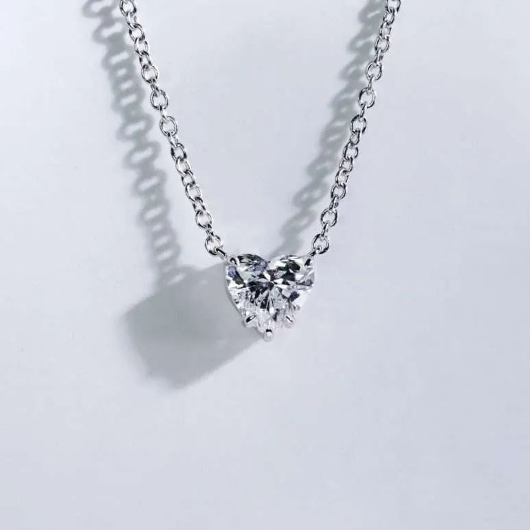 簡約心形培育鑽石頸鏈