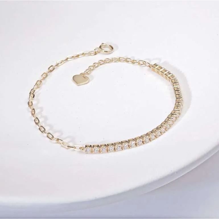 半圈網球萬字夾培育鑽石手鏈