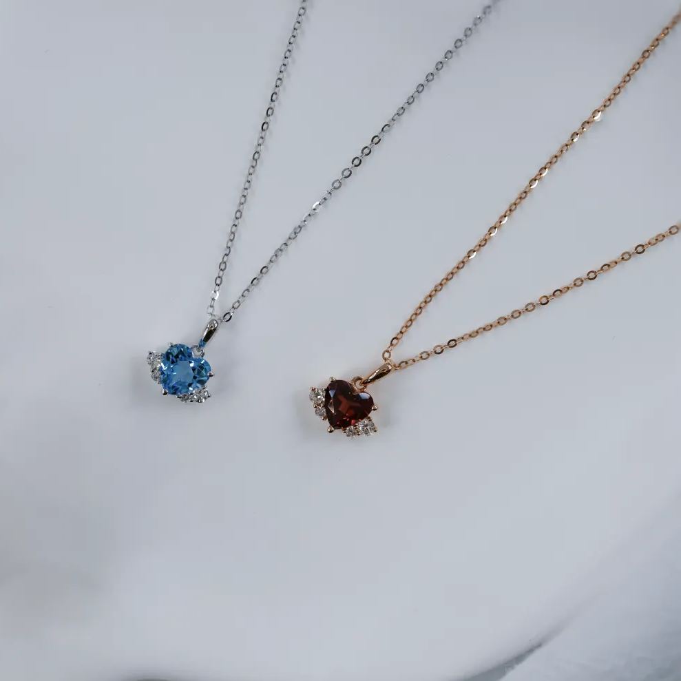 天使之心寶石吊墜連18K頸鏈